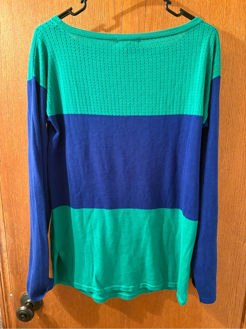 Lacoste Vintage HTF Green and Blue Colorblock Long Sleeve Knit Sweater XL EUC - Picture 2 of 7